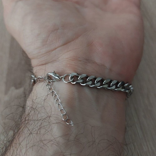 Men's iron chain bracelet Pancerka design like new, silver