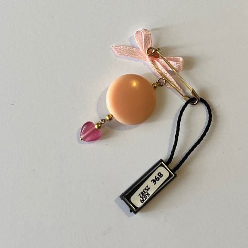 Gregio 9K Evil Eye Brooch with Coral, Enamel and Pink Garnet New