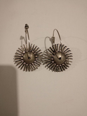 Women's hoop earrings with rhinestones used, purple and silver