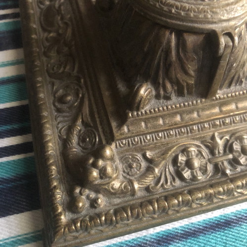 Brass inkwell used (massif bronze) vintage