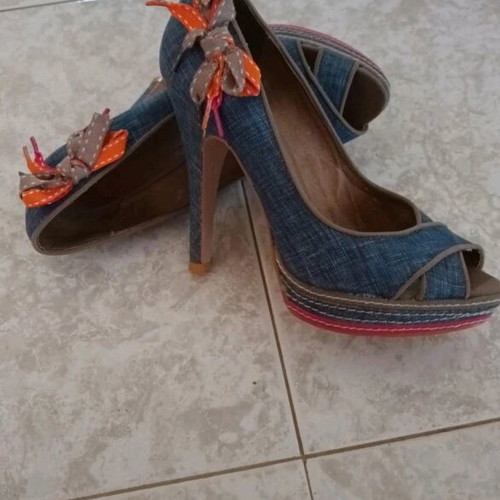 CafeNoir denim high-heeled pumps size 37 like new