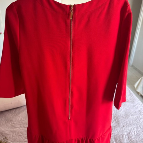 Dimopoulou Closet dress like new, red with ruffles and back zipper