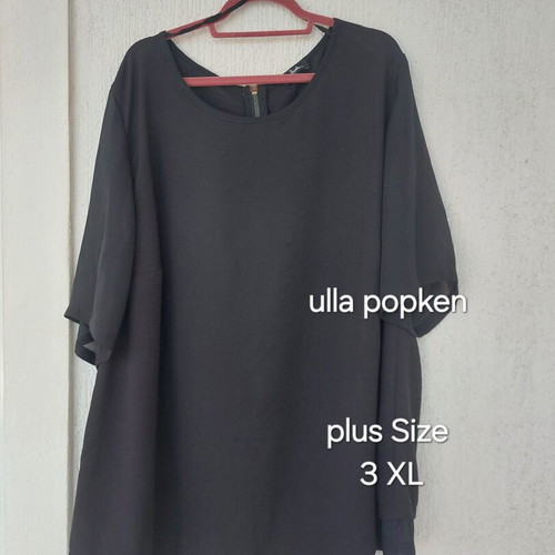 Ulla Popken Plus Size 3XL black tunic with sheer details