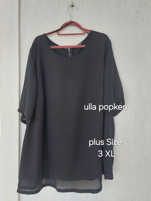 Ulla Popken Plus Size 3XL black tunic with sheer details