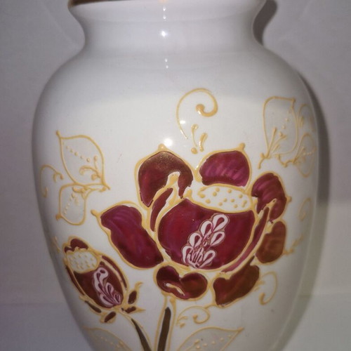 Handmade porcelain vase like new with gilded design