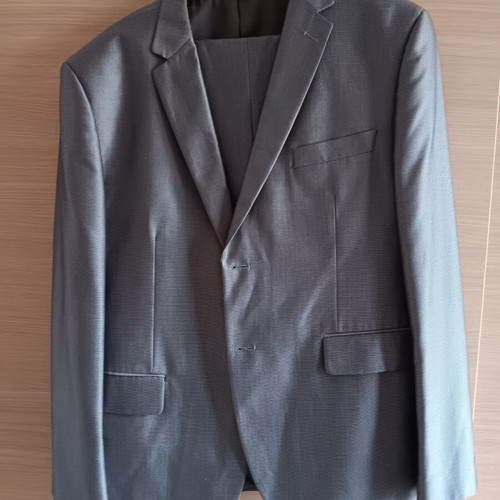 Men's suit set used, gray silver jacket and trousers