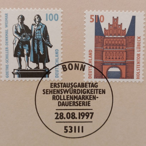 German stamps 1997 with Bonn first day cover postmark