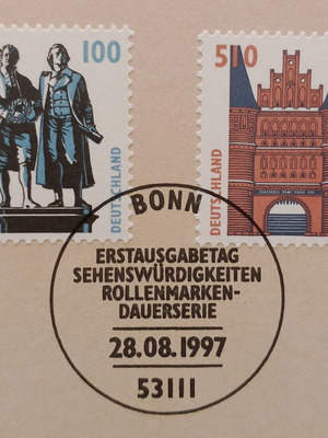 German stamps 1997 with Bonn first day cover postmark