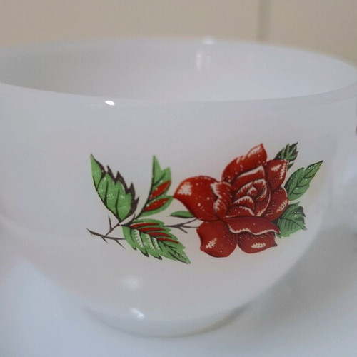 Vintage porcelain plates with cups new set with roses