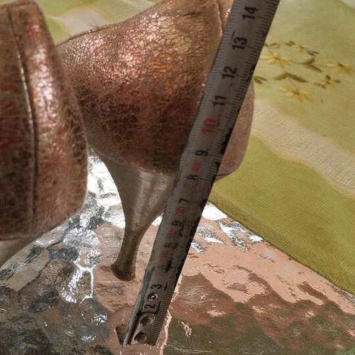 Peep toe shoes used, size 38, gold marble effect