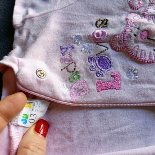 Pink footed romper 3 months used with Daddy Loves Me embroidery