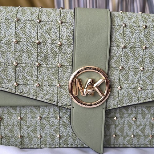 Michael Kors women's shoulder bag, green leather, 25x15x8 cm