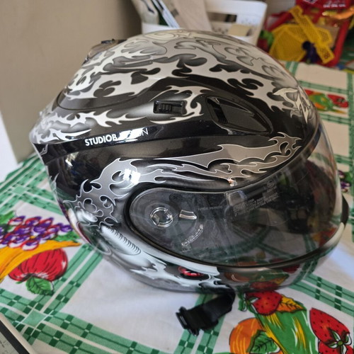 Zeus Full-Face Helmet with Custom Skull Tribal Graphics used