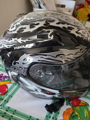 Zeus Full-Face Helmet with Custom Skull Tribal Graphics used