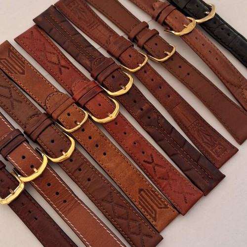 Leather retro watch straps set of 10 like new, various sizes