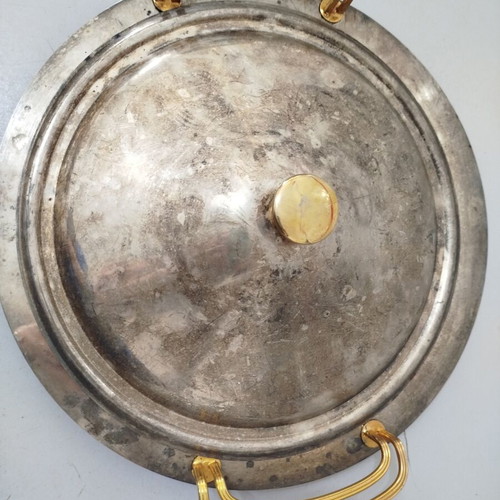Silver-plated covered tray used