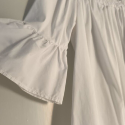 White off-shoulder blouse with ruffles on sleeves like new, size S