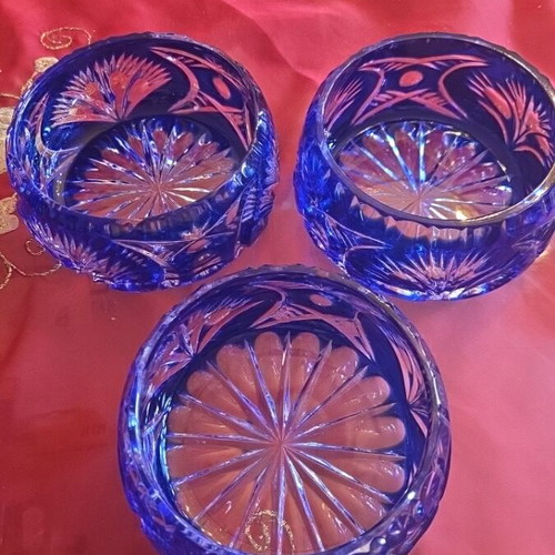 Crystal bowls electric blue for nuts, new