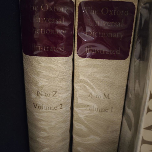 The Oxford Universal Dictionary used, set of two volumes