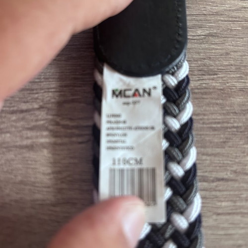 Mcan men's braided belt size 110cm new, black and grey