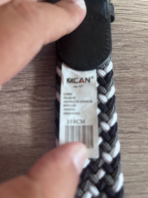 Mcan men's braided belt size 110cm new, black and grey