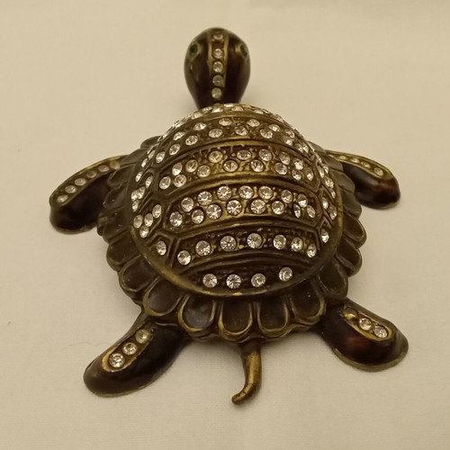 Bronze turtle used with rhinestones, decorative paperweight