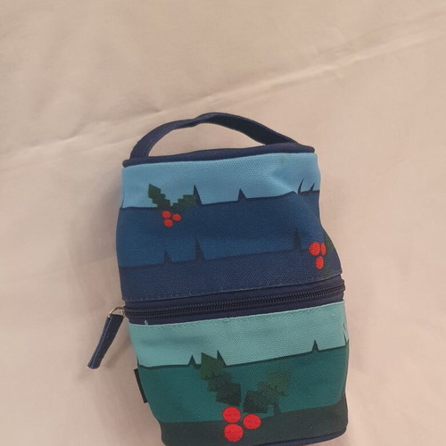 APIVITA cosmetic bag used, blue, 11x18 cm