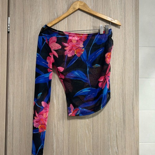 Mango transparent top new one-shoulder size M