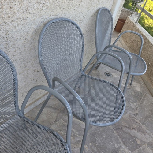 Garden chairs used, set of 4, iron construction