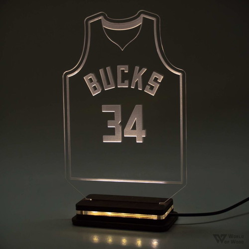 LED Light NBA Jersey with Logo and Wooden Base New