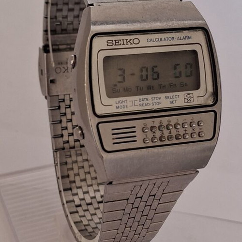 Seiko Calculator Alarm watch 1989 vintage, used, gray silver