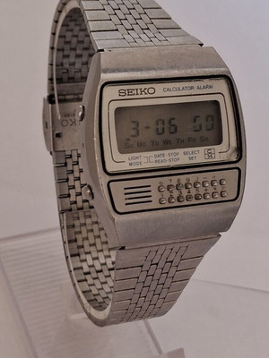 Seiko Calculator Alarm ρολόι 1989 vintage, μεταχειρισμένο, γκρι ασημί