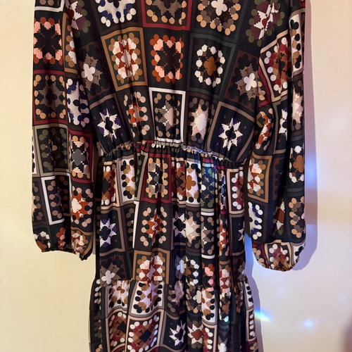 Mini dress with geometric pattern very good condition, brown multicolor