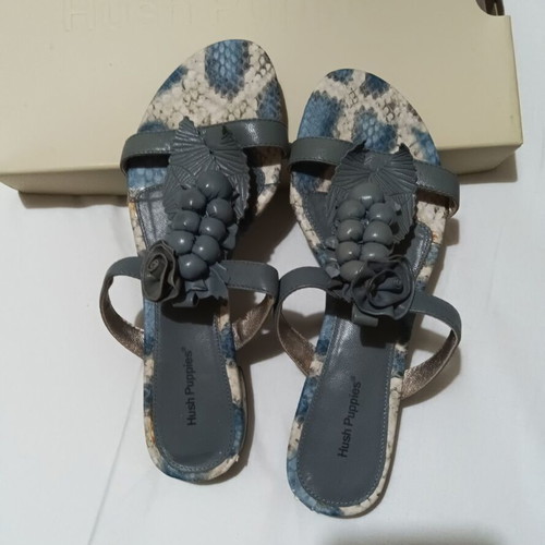 Hush Puppies flat sandals gray-blue floral design size 37 new