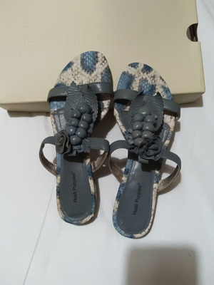 Hush Puppies flat sandals gray-blue floral design size 37 new