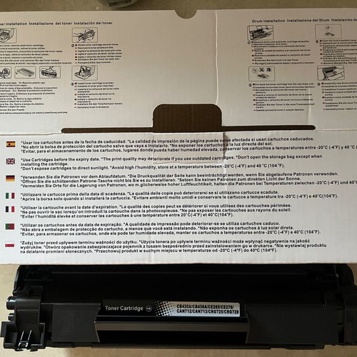 Toner compatible with HP and Canon printers like new, codes CB435A CB436A CE285A CE278A CRG725 CRG728