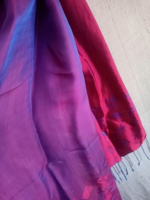 Chinese silk scarf like new, deep red and purple, 156x45cm