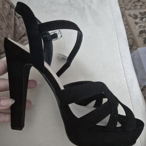 Black high-heeled sandals size 38, 13cm heel