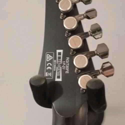 Ibanez Iron Label RGIT20FE electric guitar used with Dimarzio cliplock strap