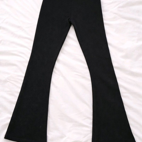 Ribbed skinny flare pants black like new for girls 13-14 years