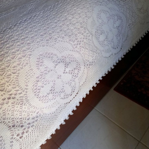 Knitted quilt for double bed new, 2.50×2.05 m, ecru color