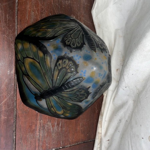 French handmade lamp shade with dragonflies, excellent condition