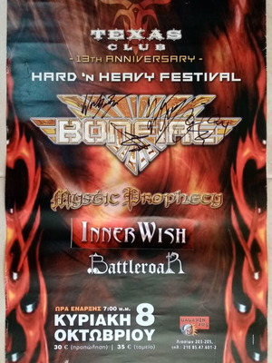 Bonfire Mystic Prophecy Inner Wish Battleroar signed concert poster Gagarin 205 October 2006