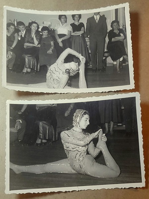 Two vintage black and white photos of acrobat woman, like new