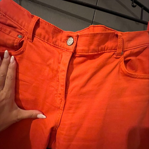 Orange pants like new made of Italian fabric