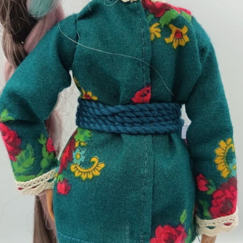 Doll clothes like new cotton dress set with belt, stockings, shoes