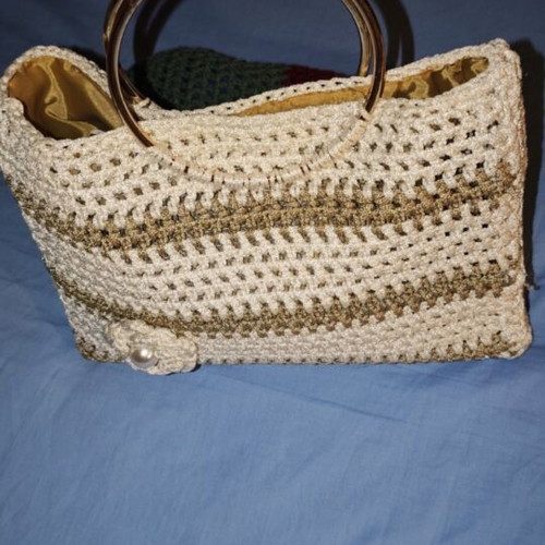 Handmade handbag white and gold