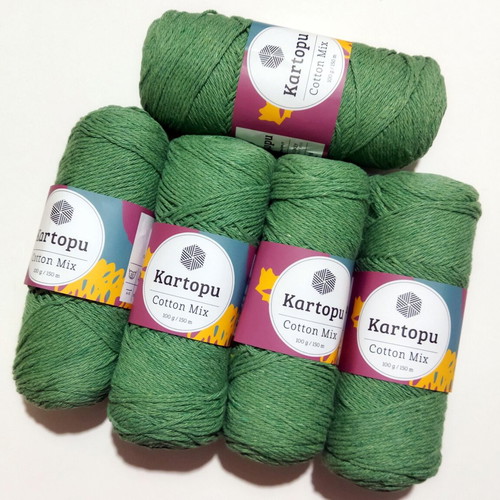 Kartopu Cotton Mix yarn set of 5 green, new