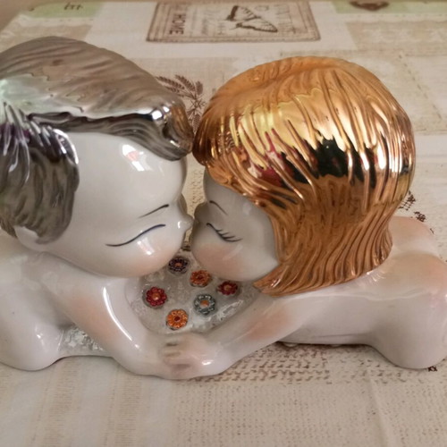 Porcelain decoration with babies new, gold and silver hair