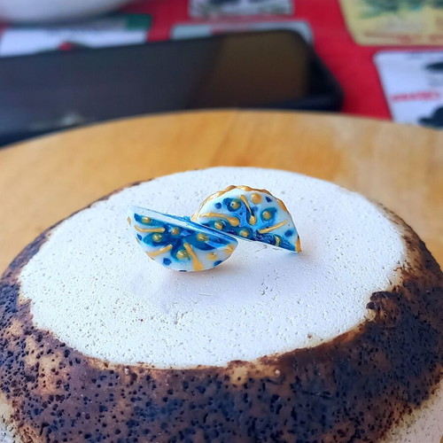 Handmade Ceramic Earrings with Painted Patterns and Glass Coating